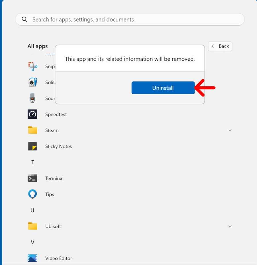 How to uninstall apps on window 11