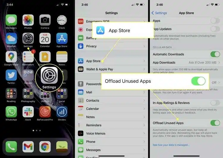 How to turn off offload unused apps: Freeing Up Space Automatically 3 iMarkup 20240609 225508